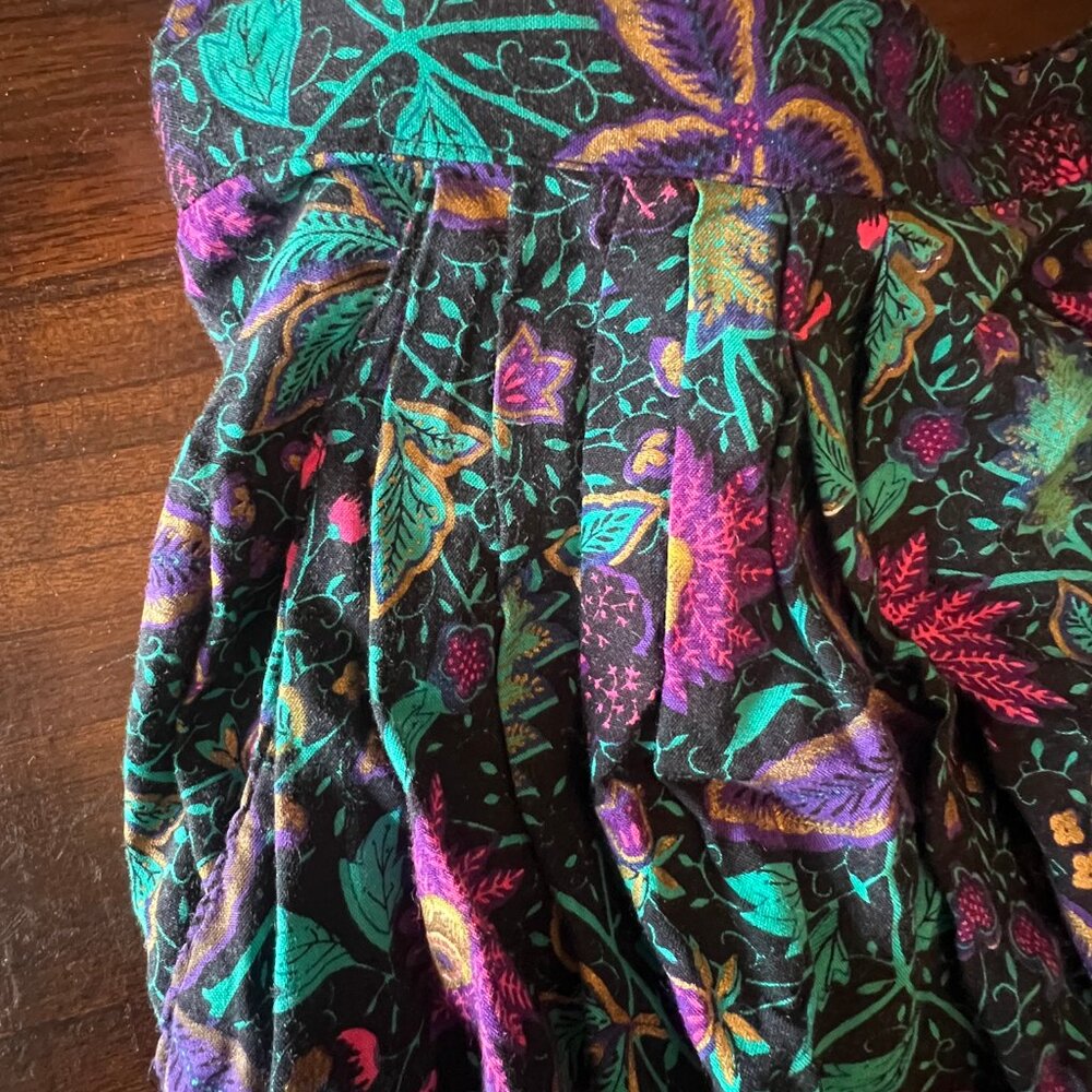Synari Vintage 90's Green & Purple Floral Midi Skirt< Size Small - Picture 10 of 10